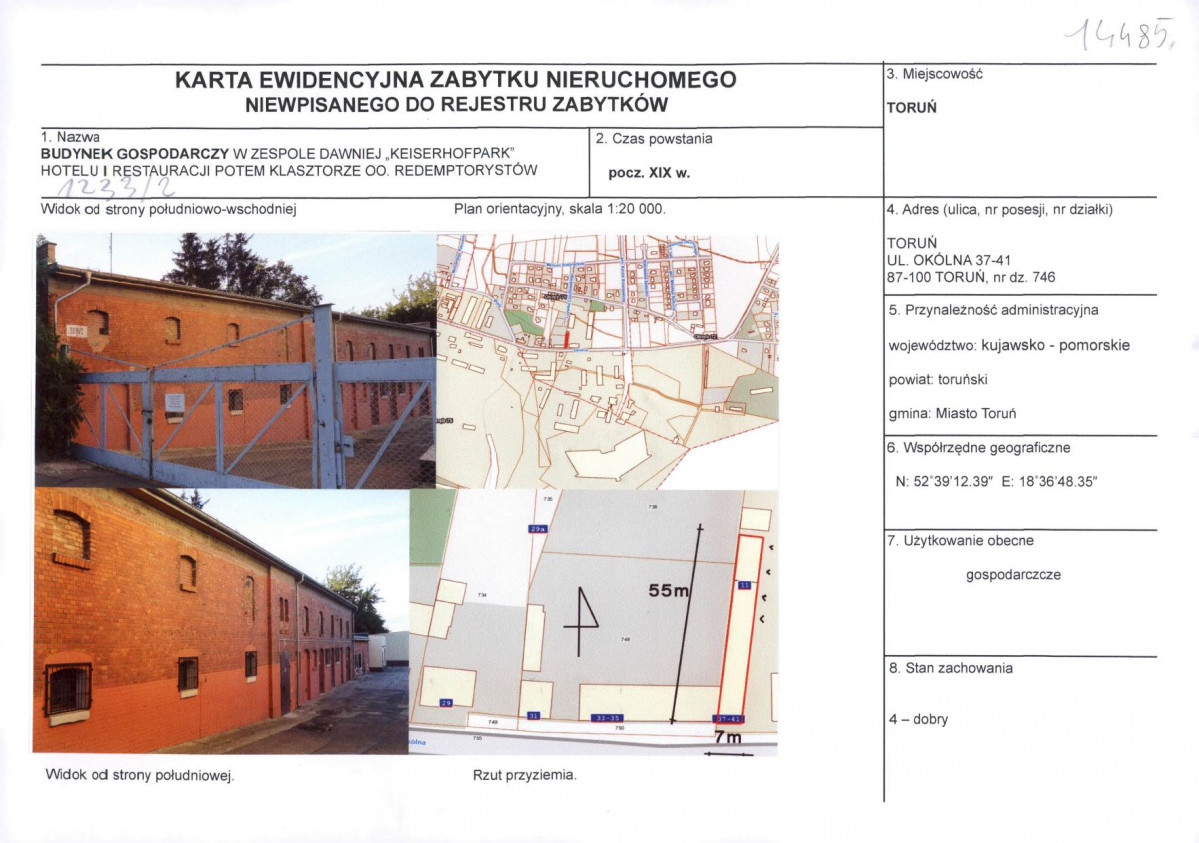 KEZN - Karta obiektu niewpisanego do rejestru, skan nr 1