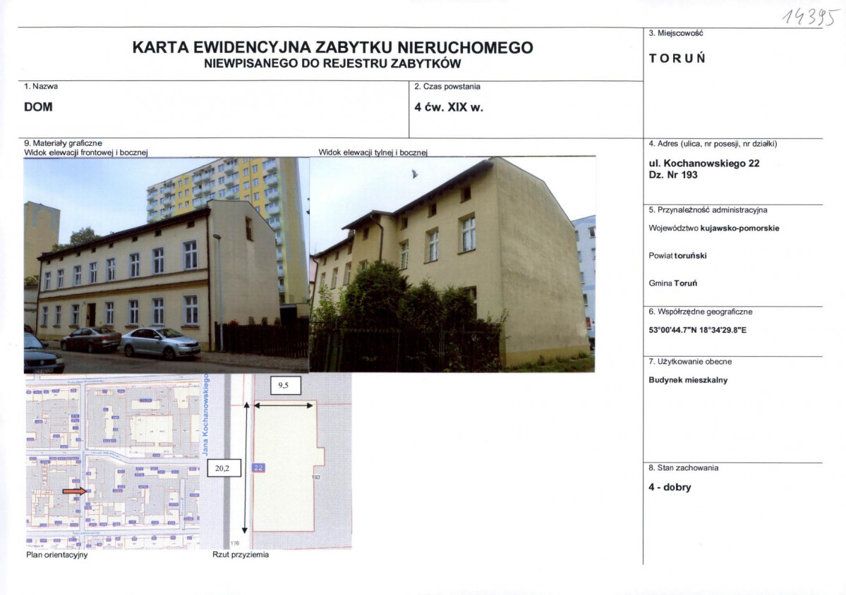 KEZN - Karta obiektu niewpisanego do rejestru, skan nr 1