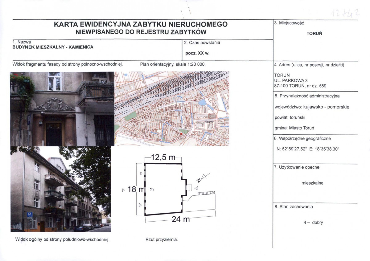 KEZN - Karta obiektu niewpisanego do rejestru, skan nr 1