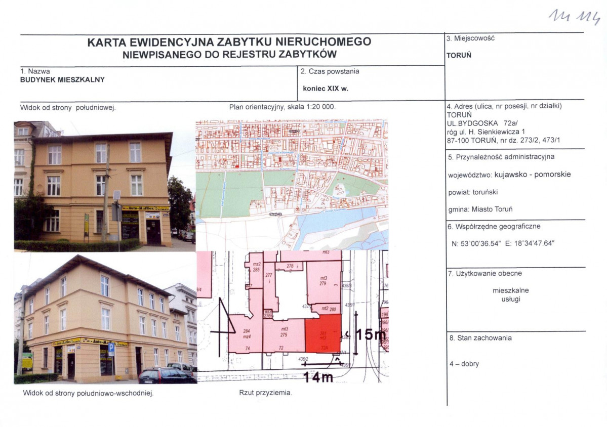 KEZN - Karta obiektu niewpisanego do rejestru, skan nr 1