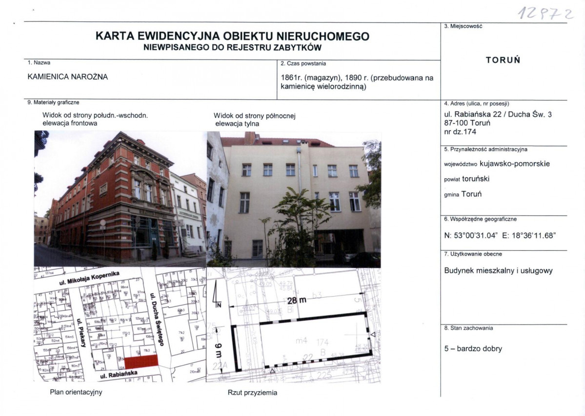 KEZN - Karta obiektu niewpisanego do rejestru, skan nr 1