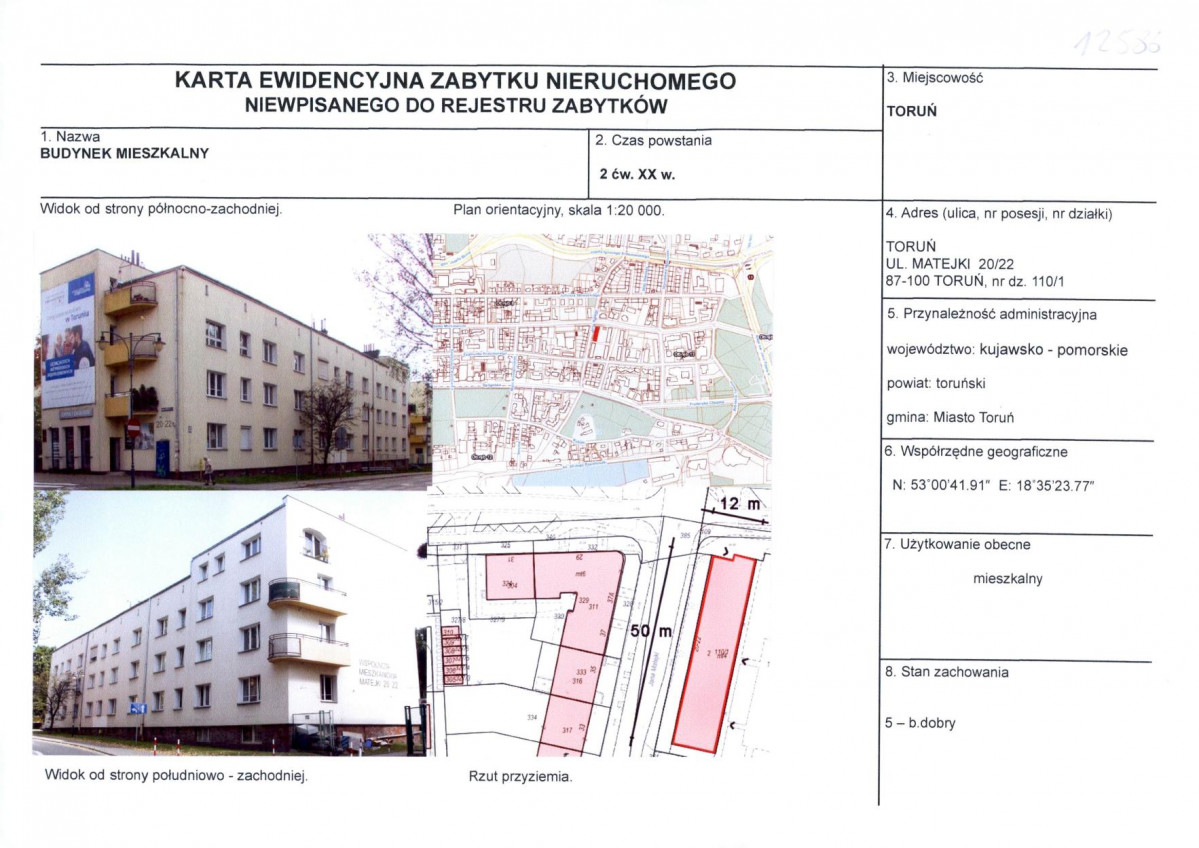 KEZN - Karta obiektu niewpisanego do rejestru, skan nr 1