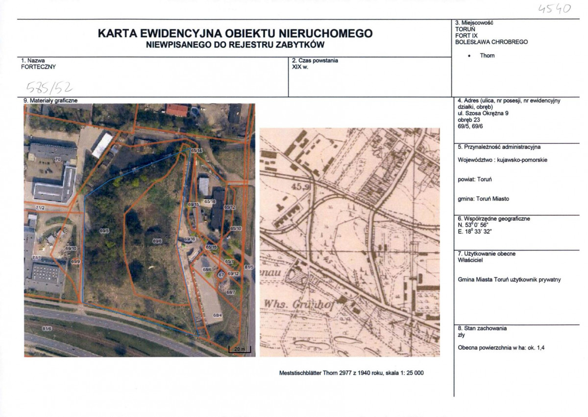 KEZN - Karta obiektu niewpisanego do rejestru, skan nr 1