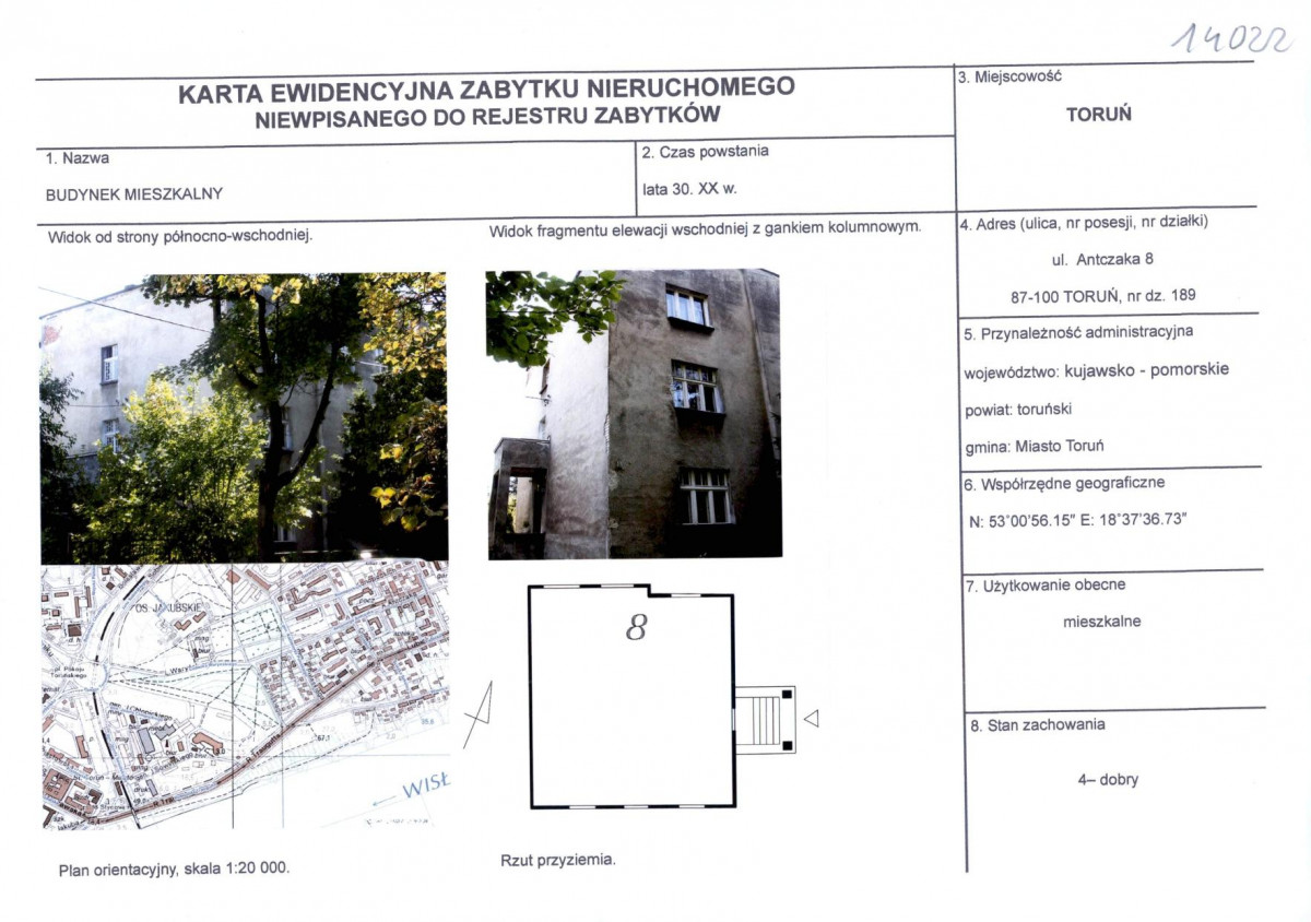 KEZN - Karta obiektu niewpisanego do rejestru, skan nr 1