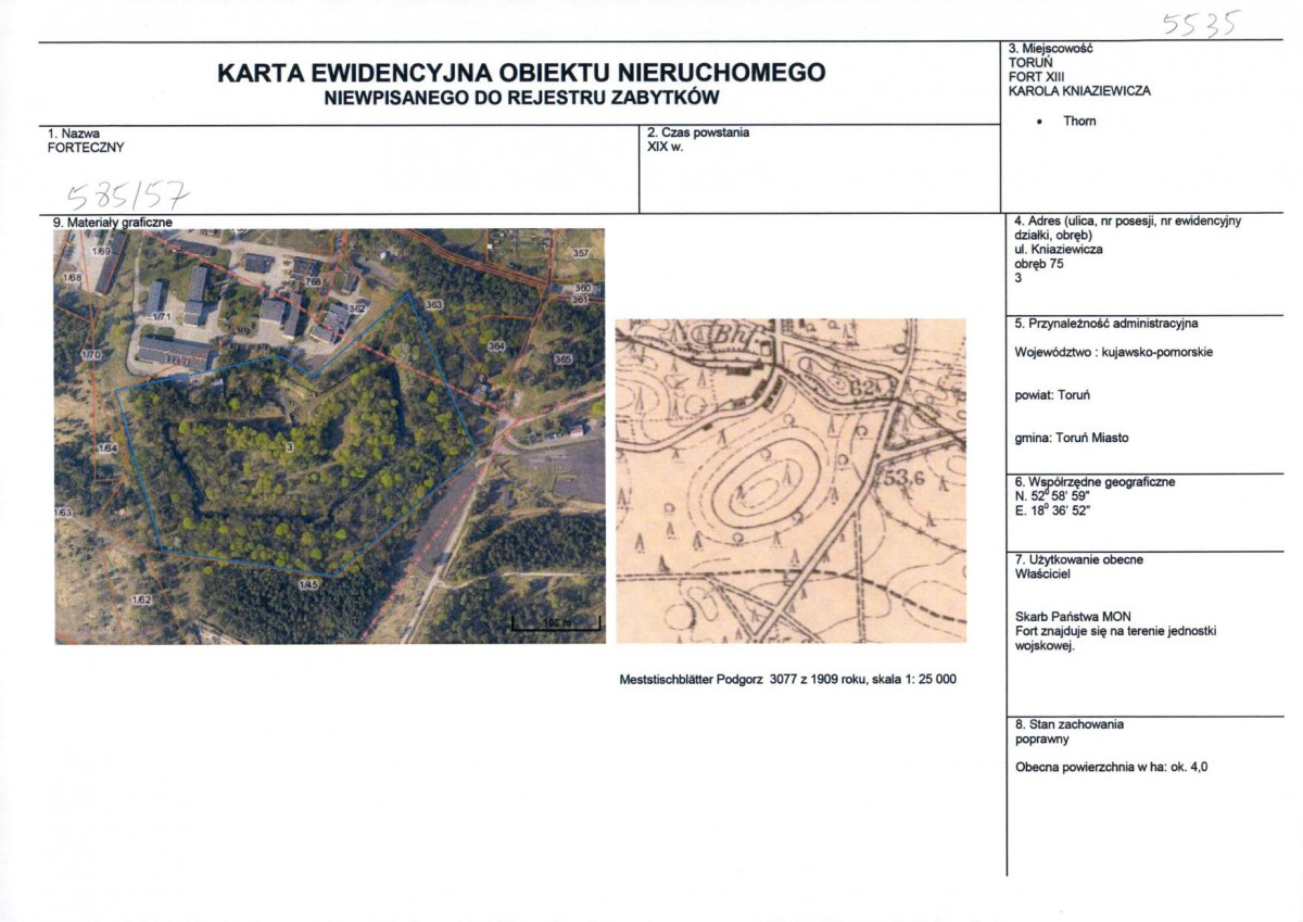 KEZN - Karta obiektu niewpisanego do rejestru, skan nr 1