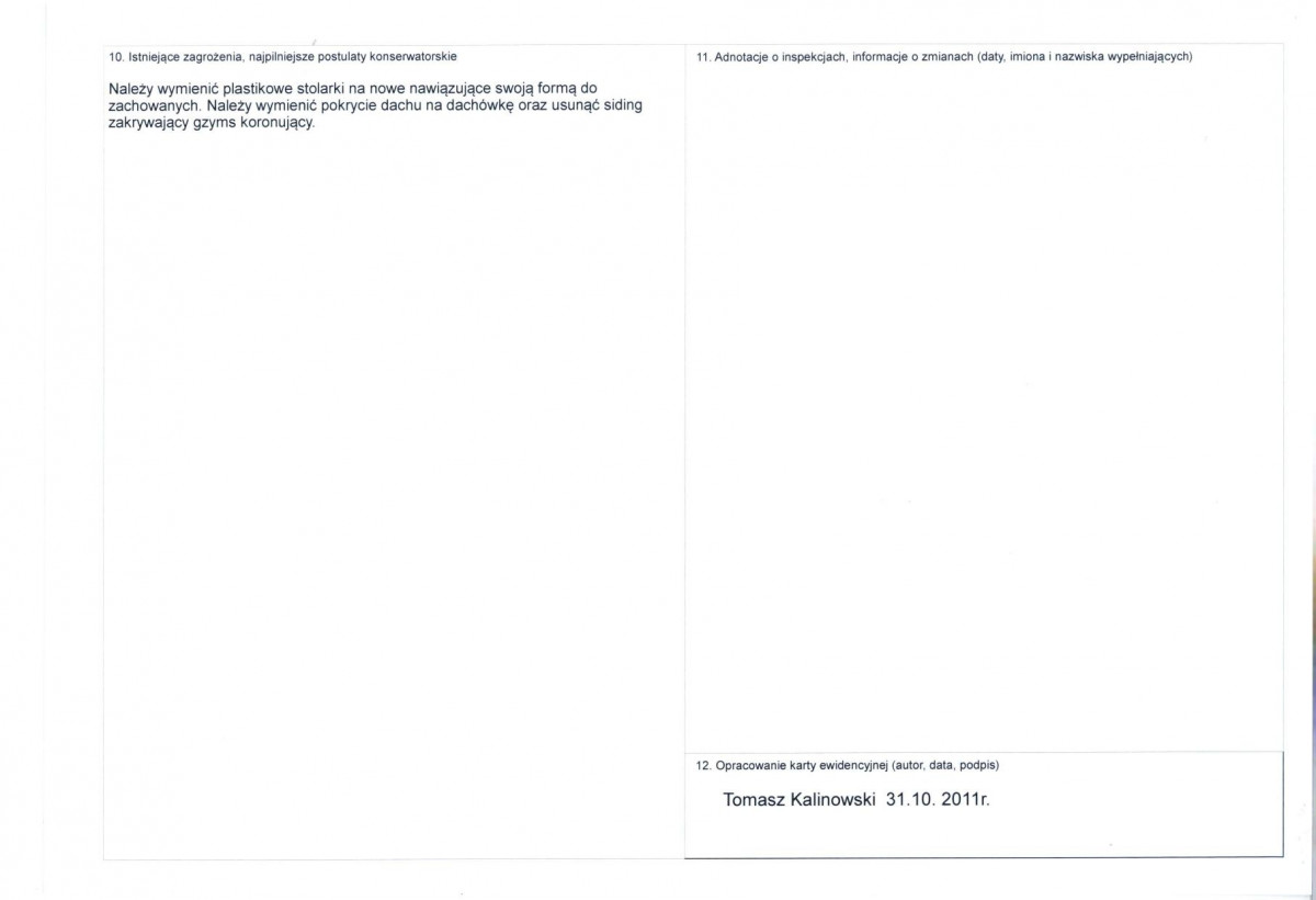 KEZN - Karta obiektu niewpisanego do rejestru, skan nr 2