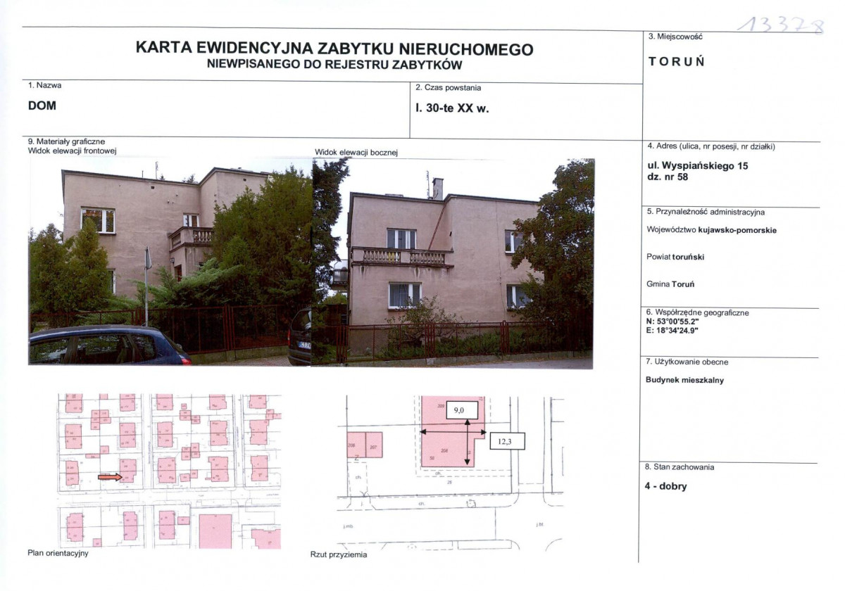 KEZN - Karta obiektu niewpisanego do rejestru, skan nr 1