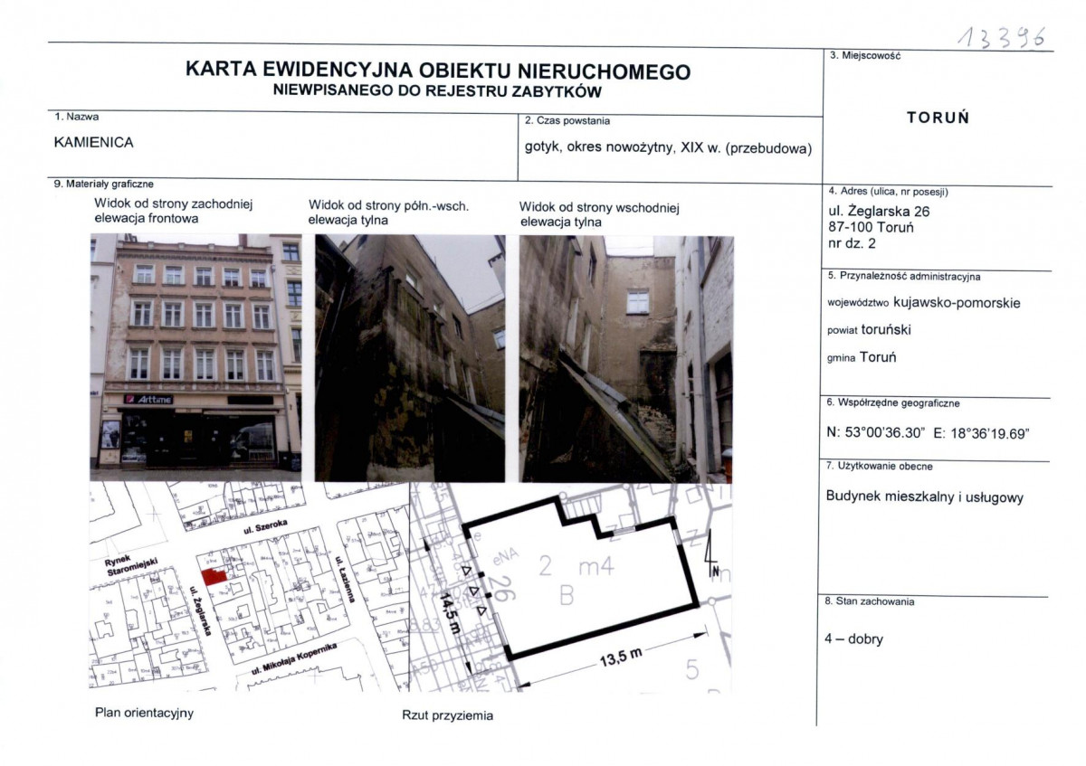 KEZN - Karta obiektu niewpisanego do rejestru, skan nr 1