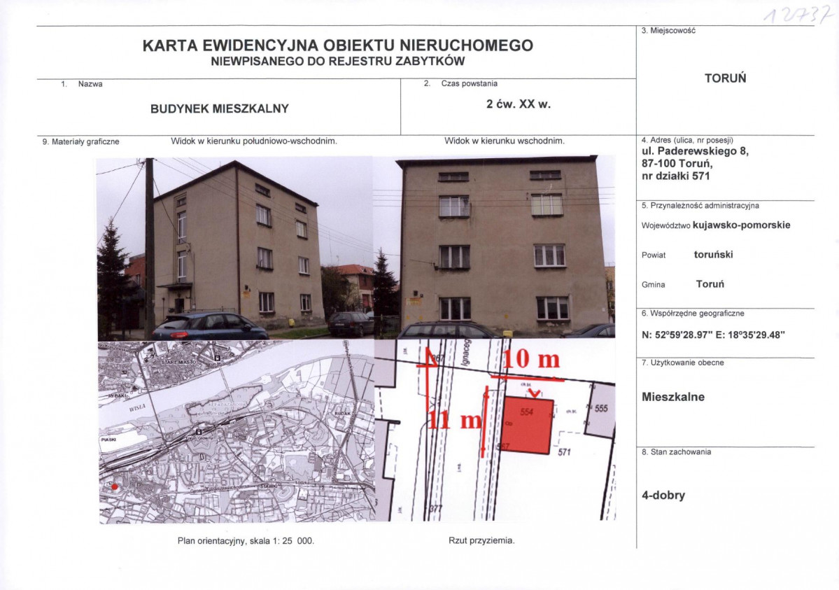 KEZN - Karta obiektu niewpisanego do rejestru, skan nr 1