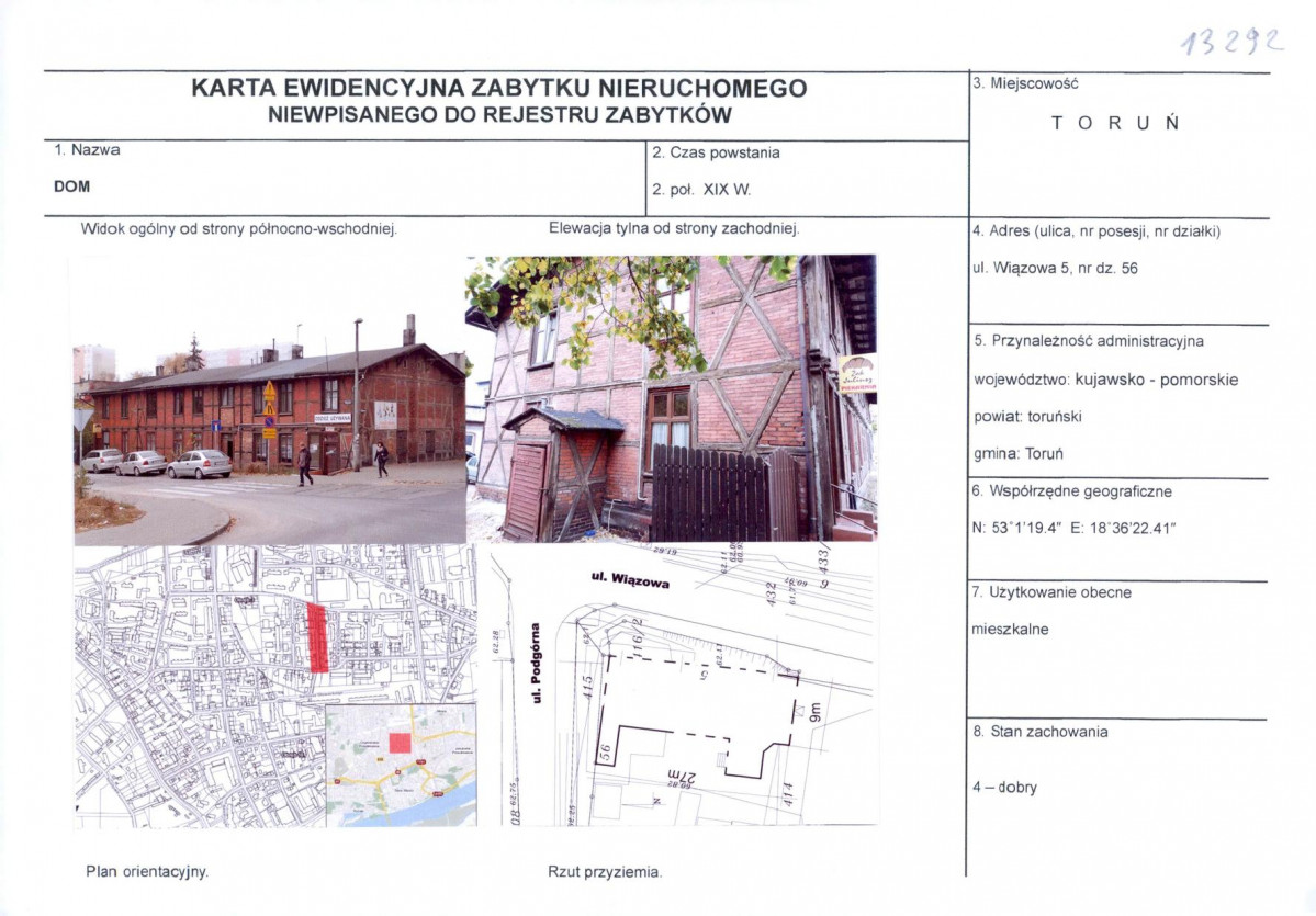 KEZN - Karta obiektu niewpisanego do rejestru, skan nr 1