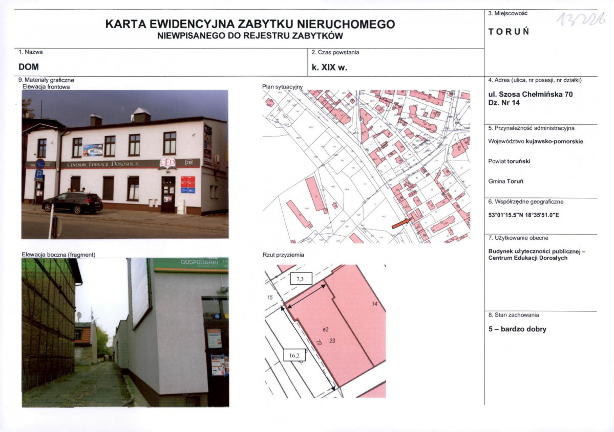 KEZN - Karta obiektu niewpisanego do rejestru, skan nr 1