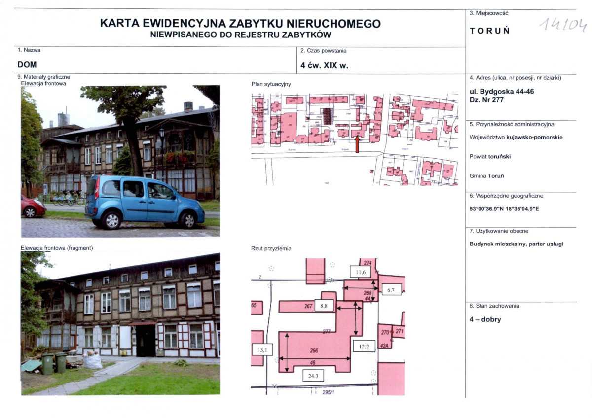 KEZN - Karta obiektu niewpisanego do rejestru, skan nr 1