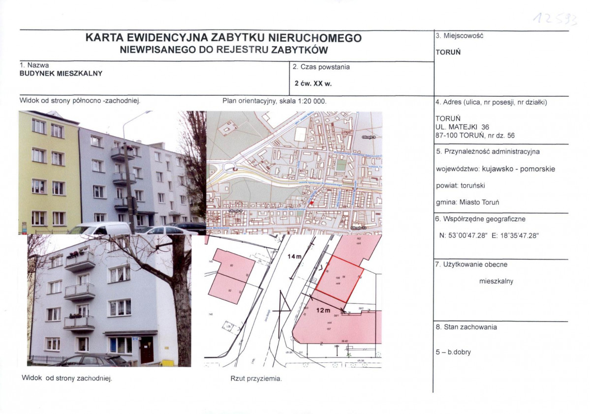 KEZN - Karta obiektu niewpisanego do rejestru, skan nr 1