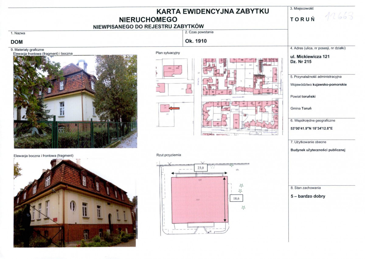 KEZN - Karta obiektu niewpisanego do rejestru, skan nr 1