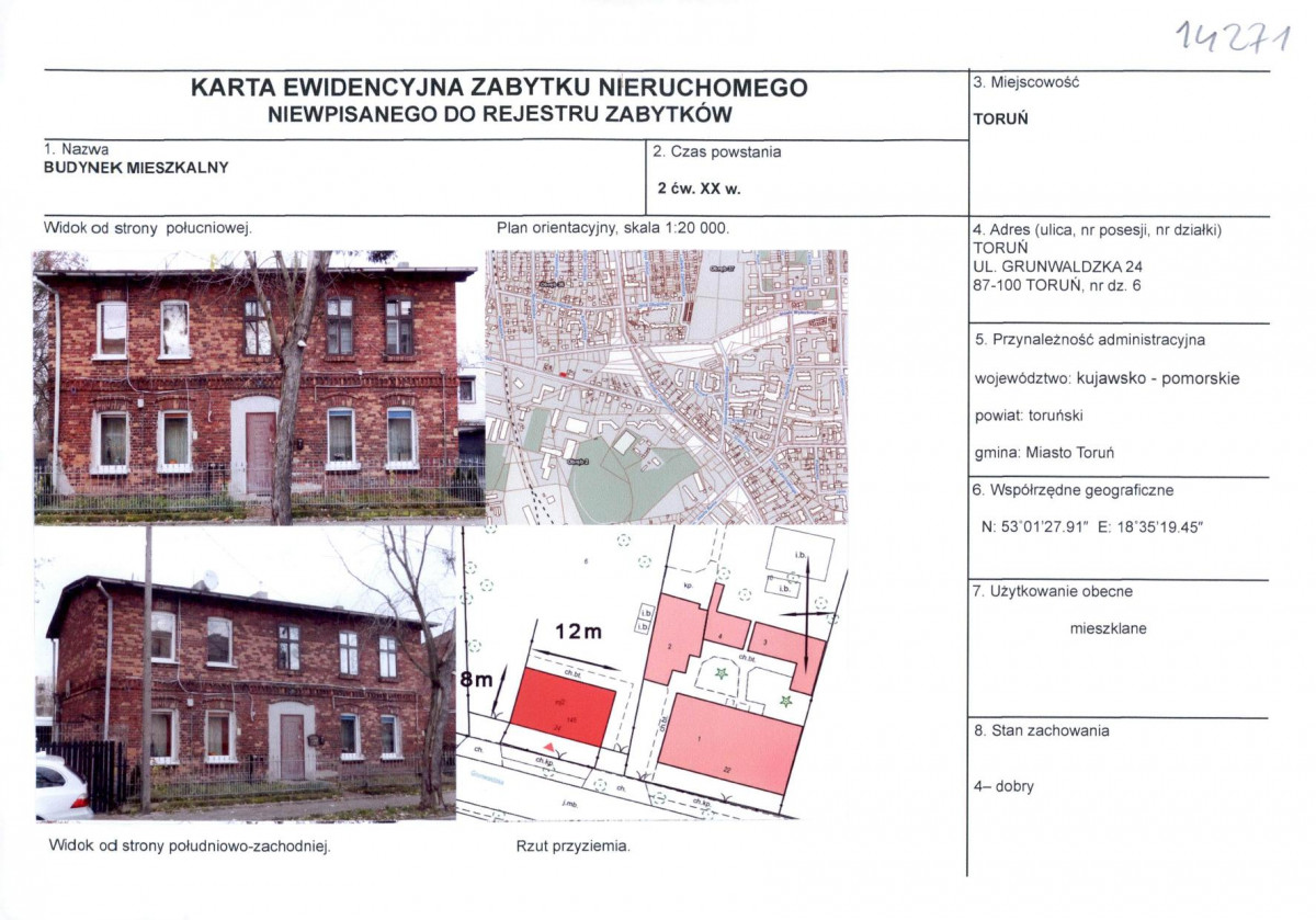 KEZN - Karta obiektu niewpisanego do rejestru, skan nr 1