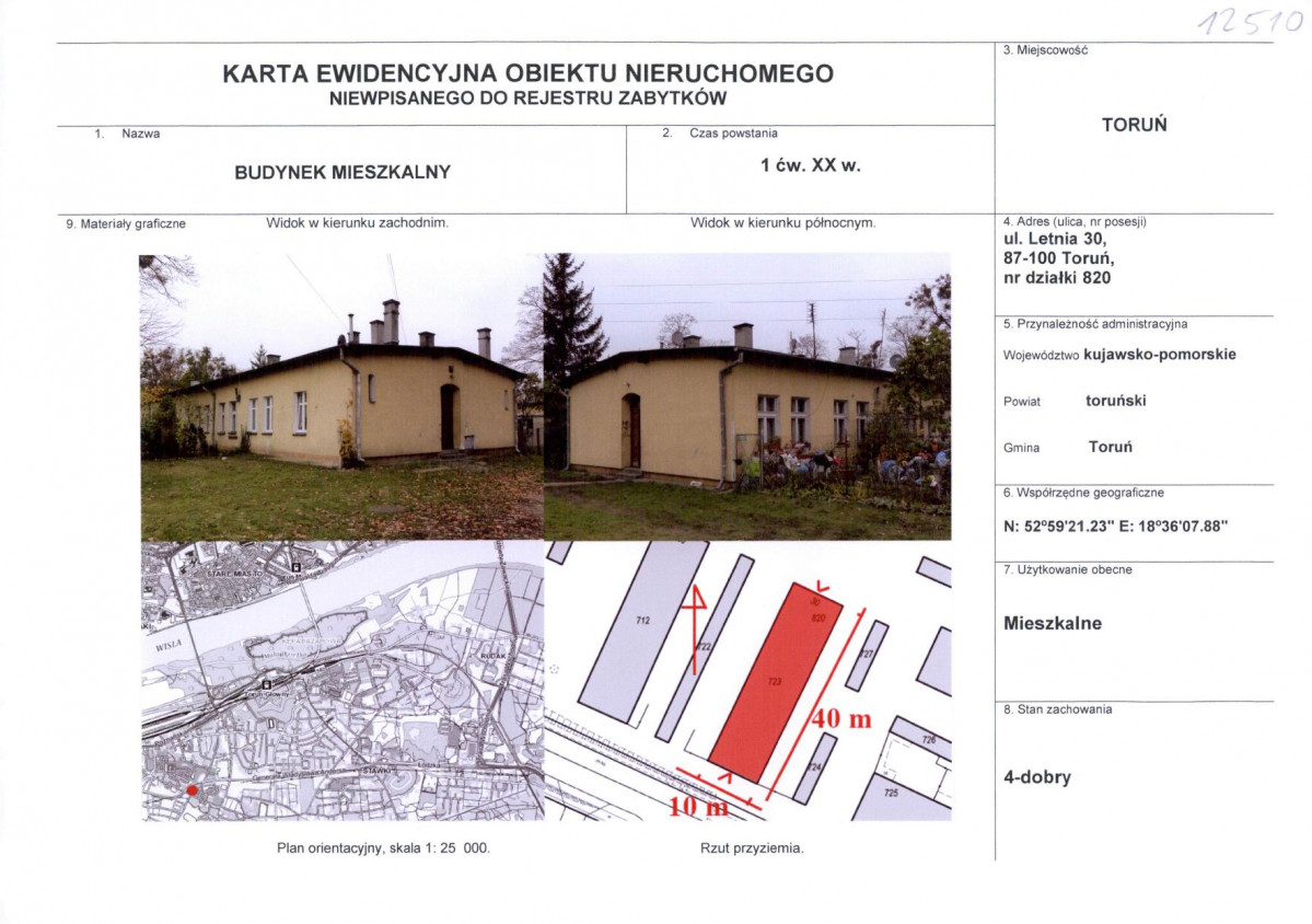 KEZN - Karta obiektu niewpisanego do rejestru, skan nr 1