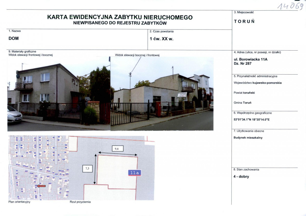 KEZN - Karta obiektu niewpisanego do rejestru, skan nr 1
