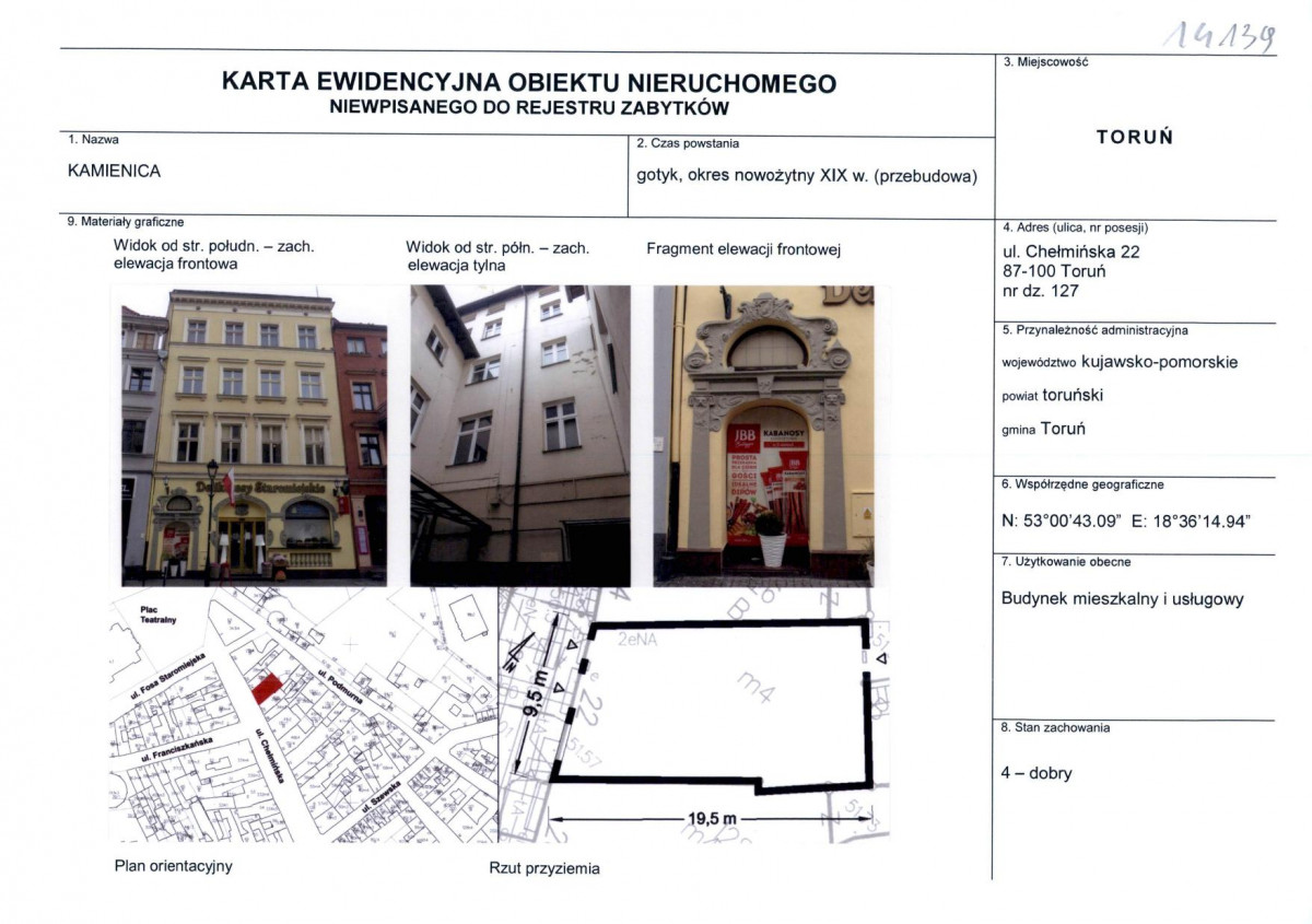 KEZN - Karta obiektu niewpisanego do rejestru, skan nr 1