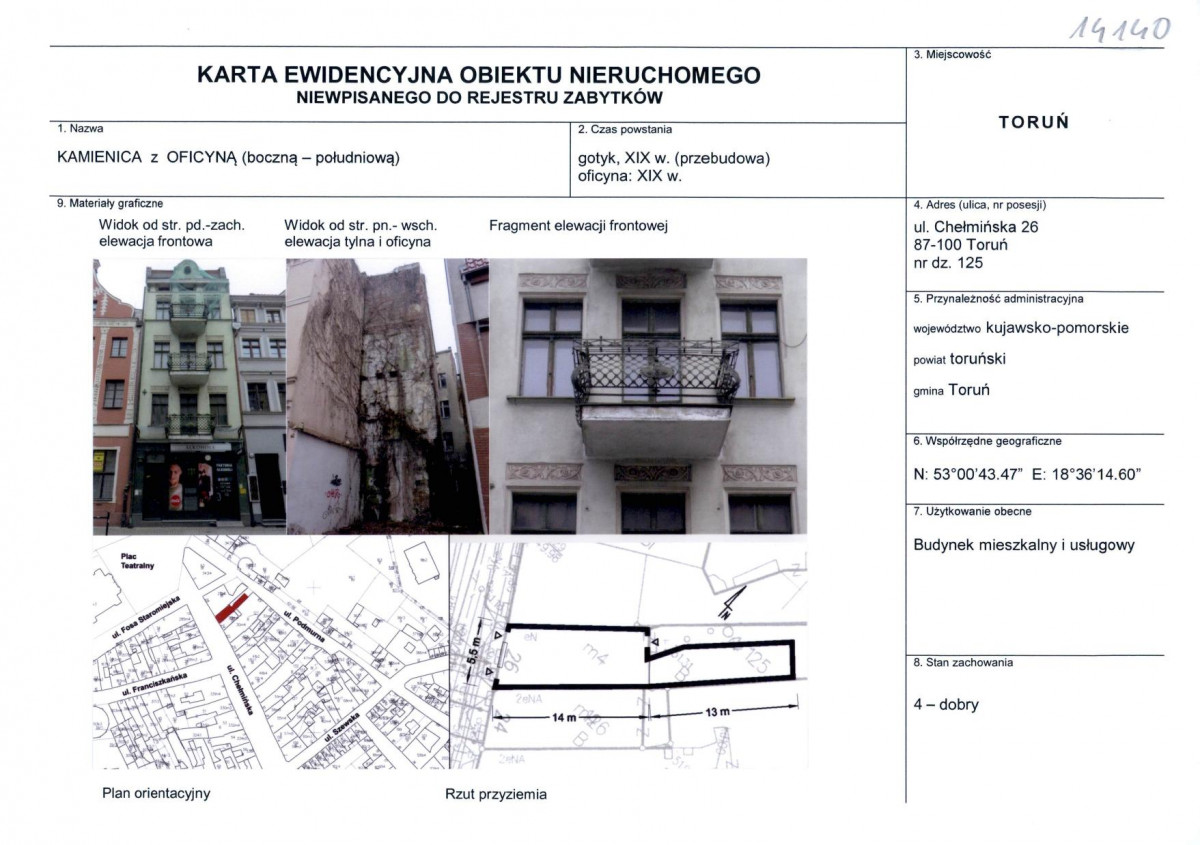 KEZN - Karta obiektu niewpisanego do rejestru, skan nr 1
