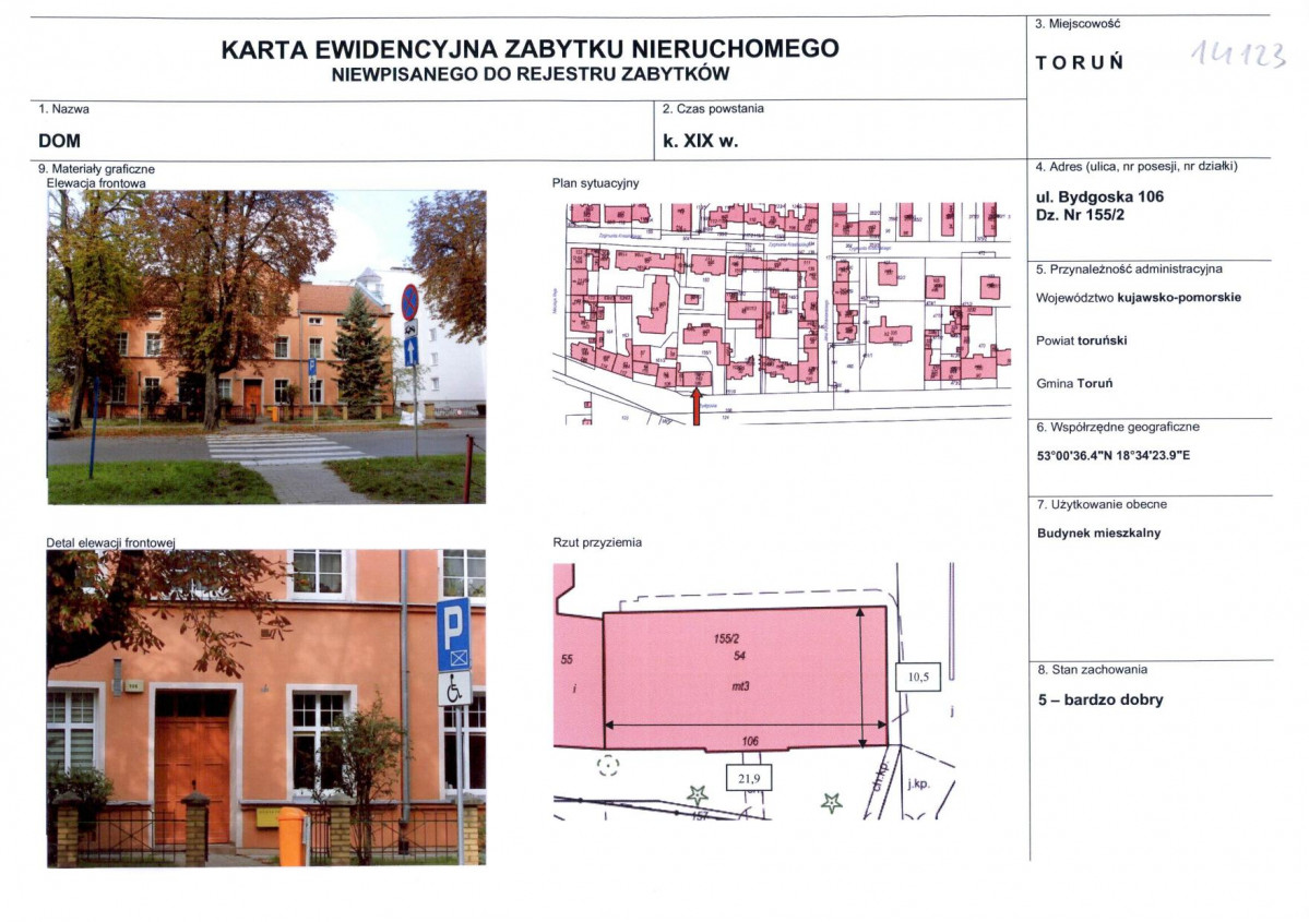 KEZN - Karta obiektu niewpisanego do rejestru, skan nr 1