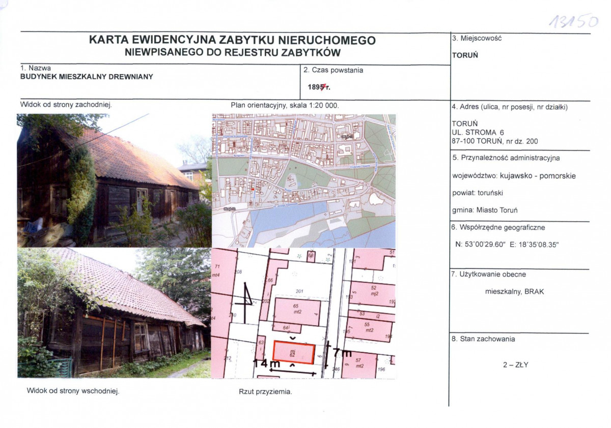 KEZN - Karta obiektu niewpisanego do rejestru, skan nr 1