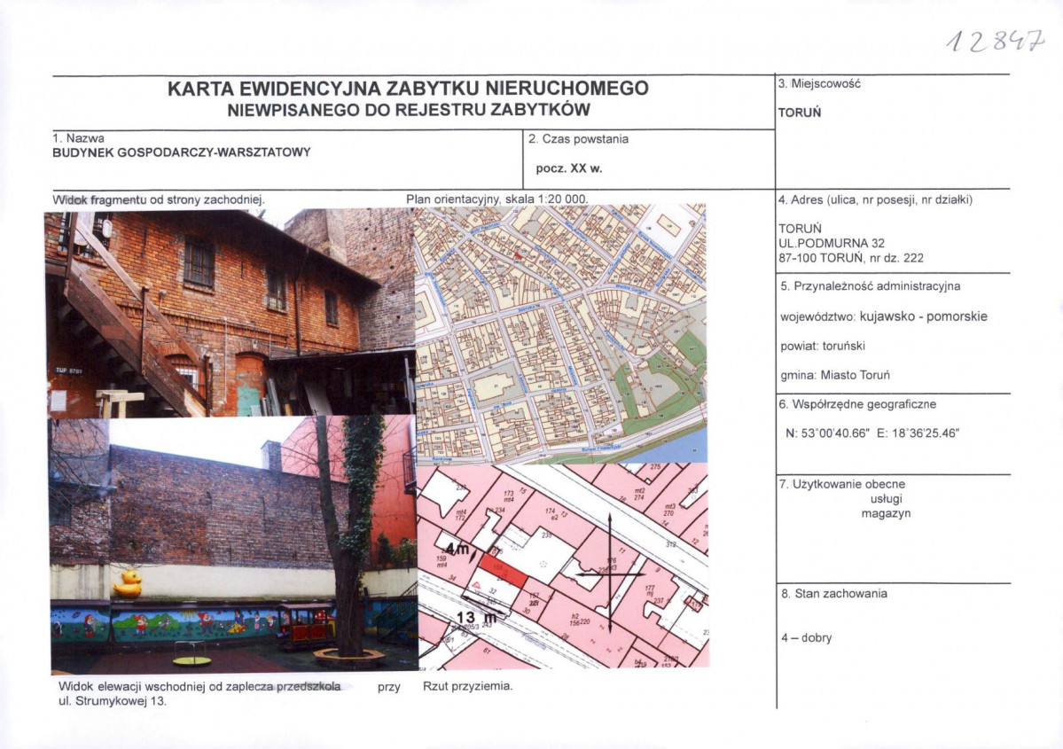 KEZN - Karta obiektu niewpisanego do rejestru, skan nr 1