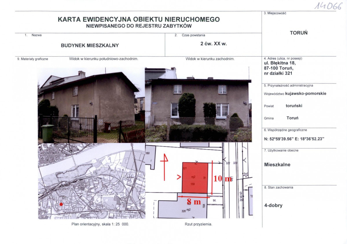 KEZN - Karta obiektu niewpisanego do rejestru, skan nr 1