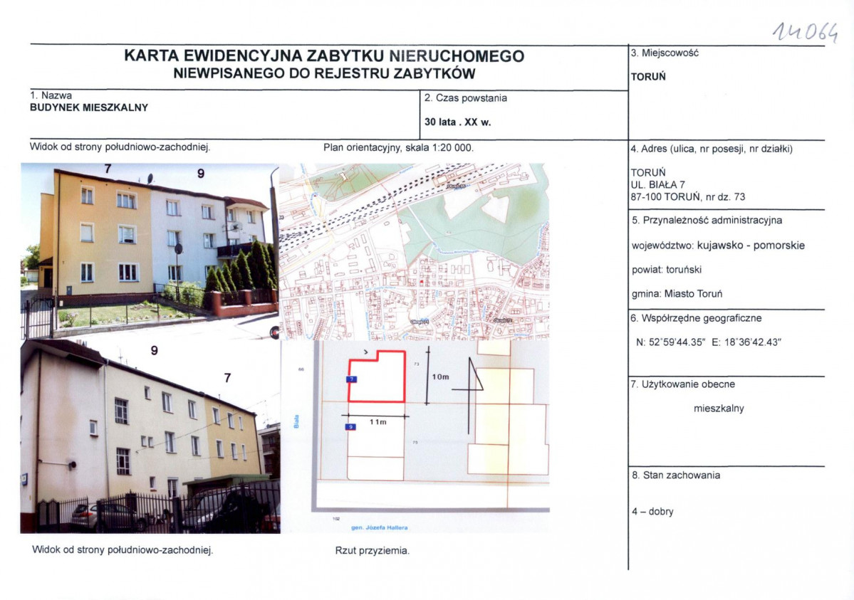 KEZN - Karta obiektu niewpisanego do rejestru, skan nr 1