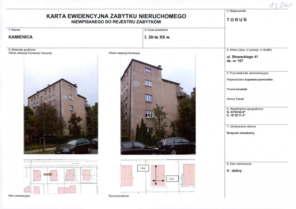 KEZN - Karta obiektu niewpisanego do rejestru, skan nr 1