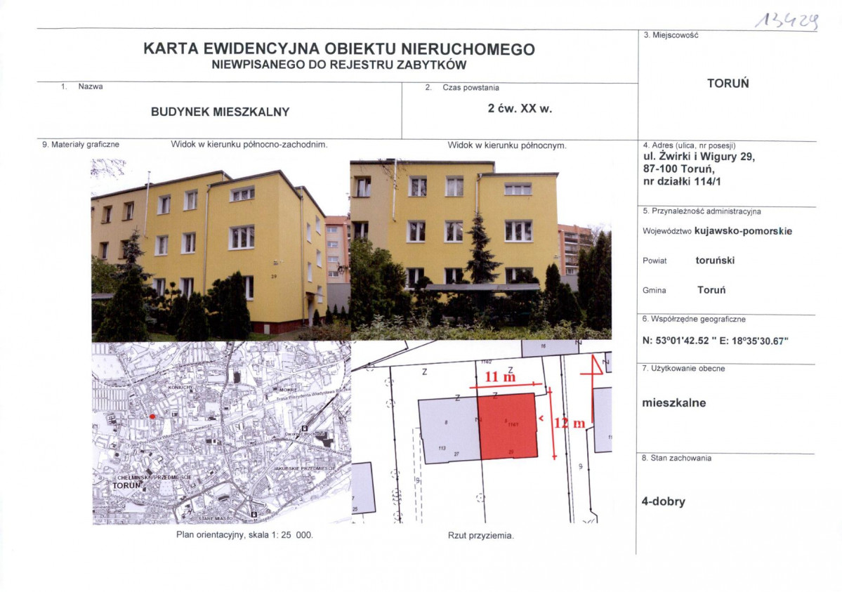 KEZN - Karta obiektu niewpisanego do rejestru, skan nr 1