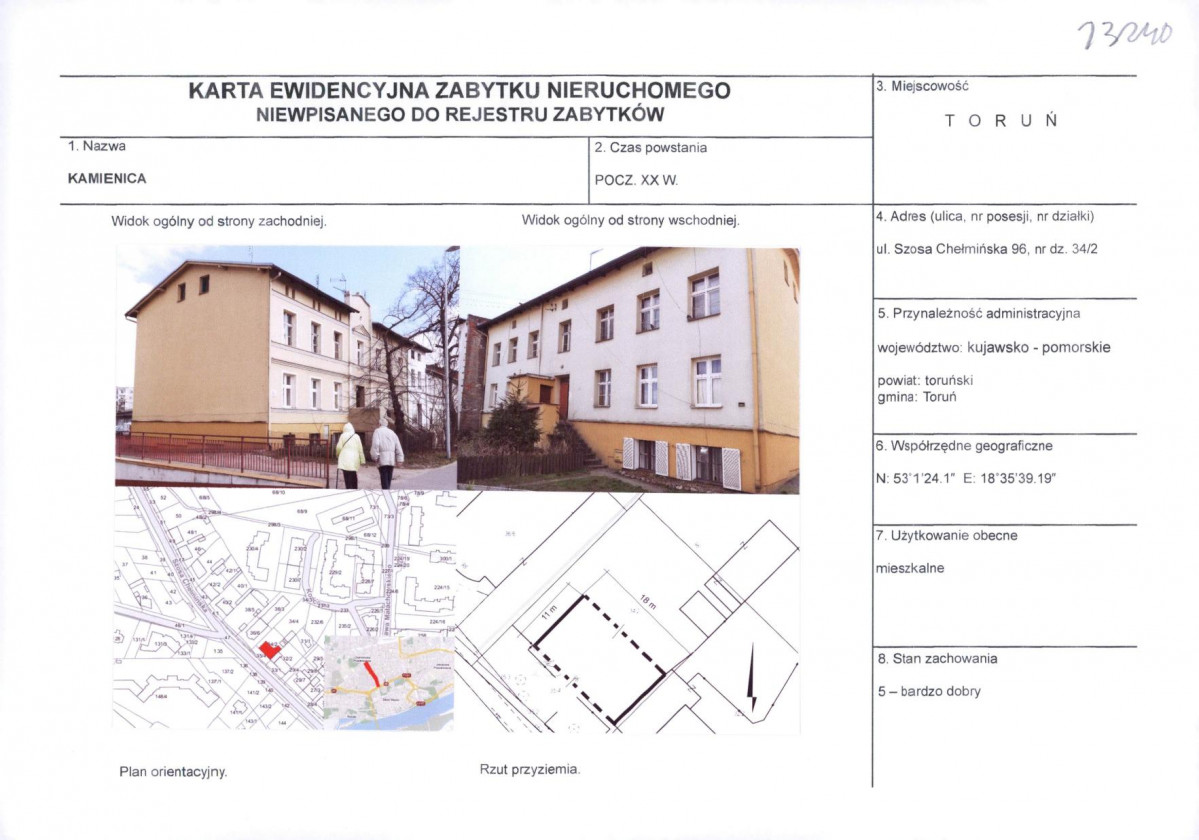 KEZN - Karta obiektu niewpisanego do rejestru, skan nr 1