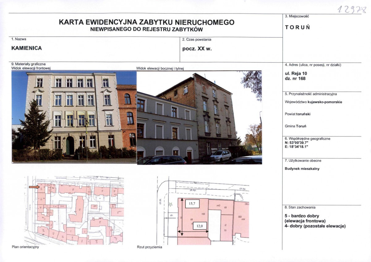 KEZN - Karta obiektu niewpisanego do rejestru, skan nr 1