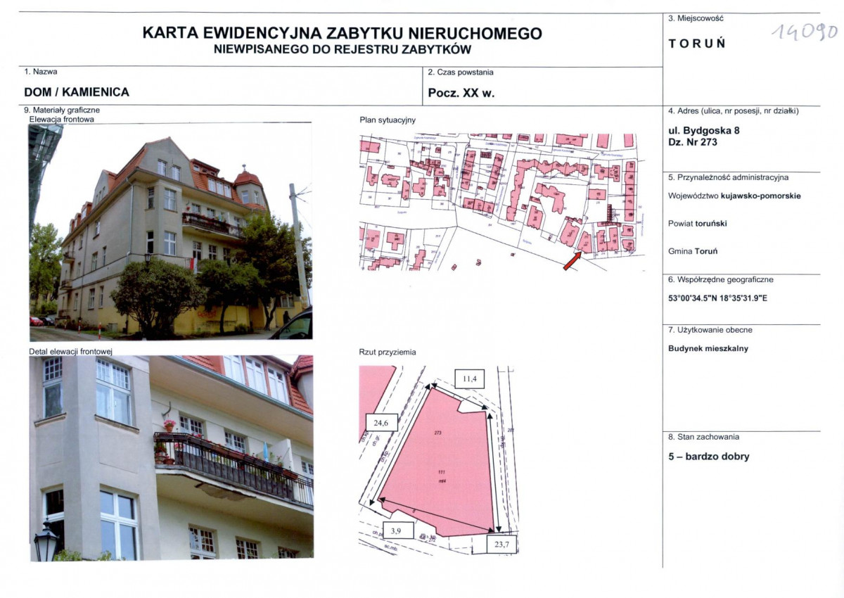 KEZN - Karta obiektu niewpisanego do rejestru, skan nr 1