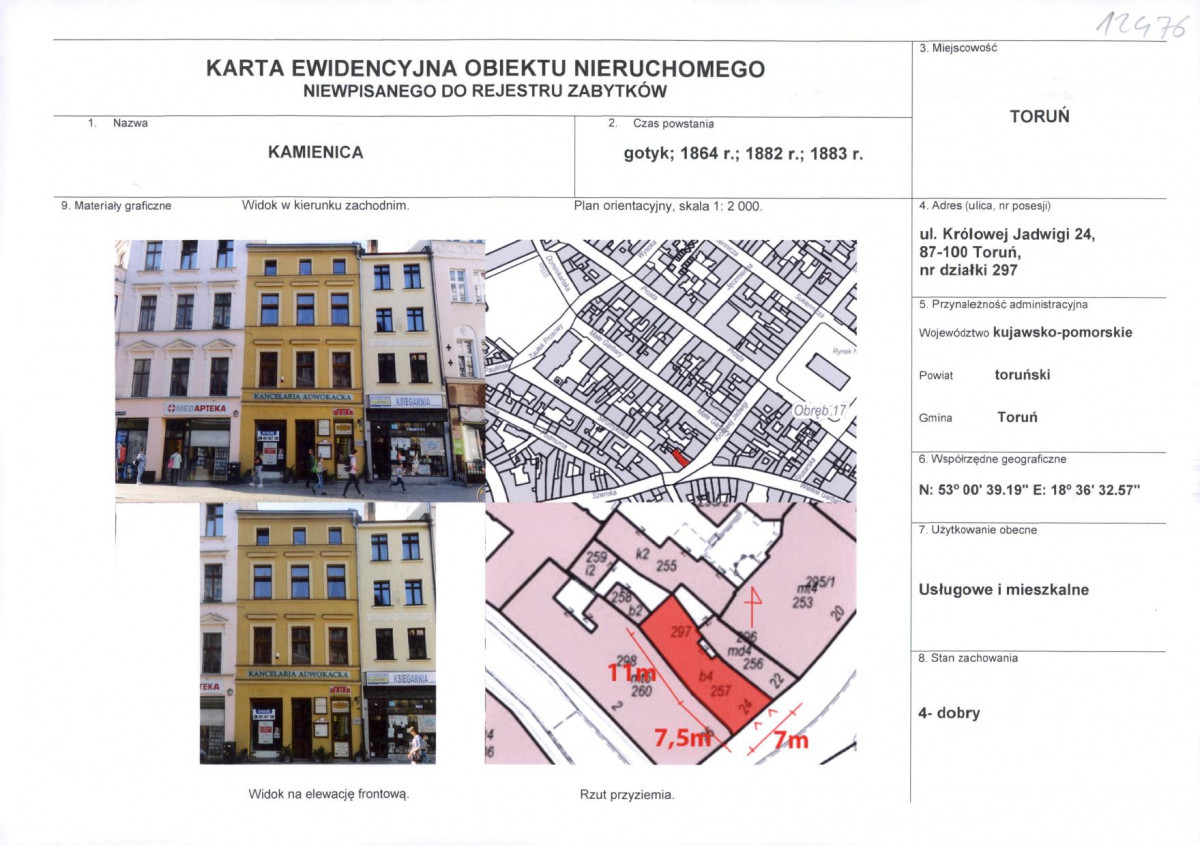 KEZN - Karta obiektu niewpisanego do rejestru, skan nr 1