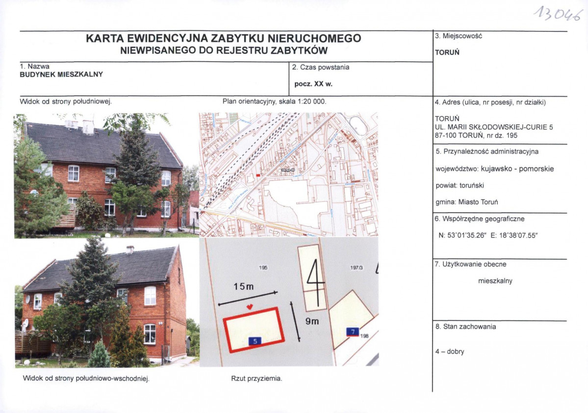 KEZN - Karta obiektu niewpisanego do rejestru, skan nr 1