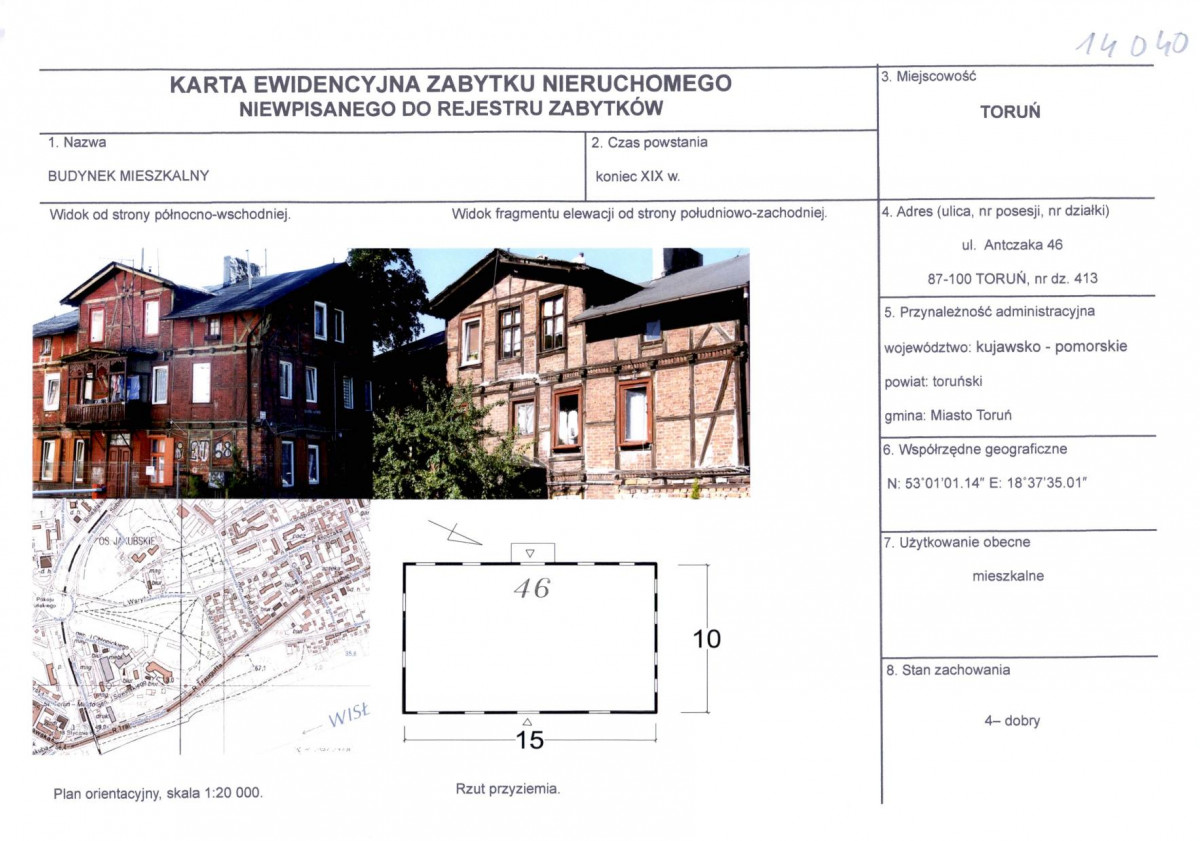 KEZN - Karta obiektu niewpisanego do rejestru, skan nr 1