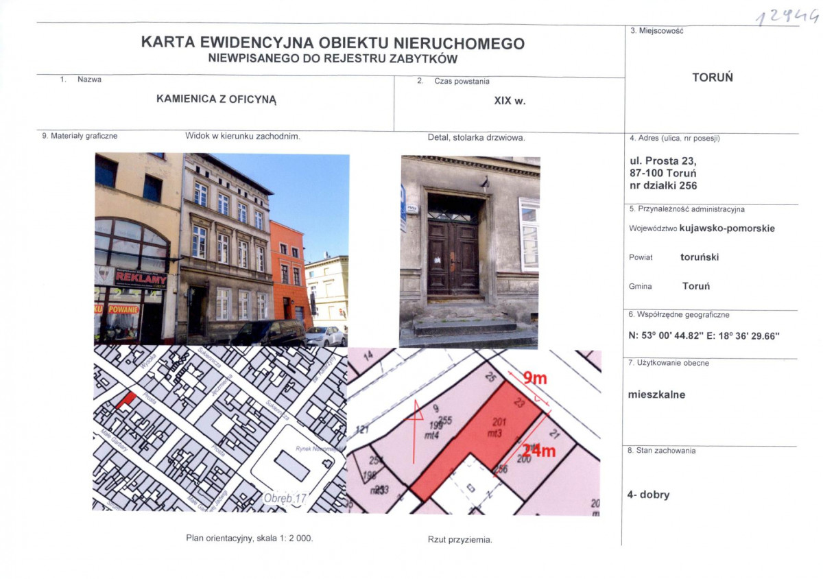 KEZN - Karta obiektu niewpisanego do rejestru, skan nr 1