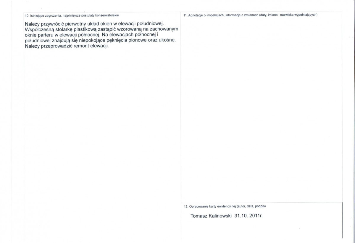 KEZN - Karta obiektu niewpisanego do rejestru, skan nr 2