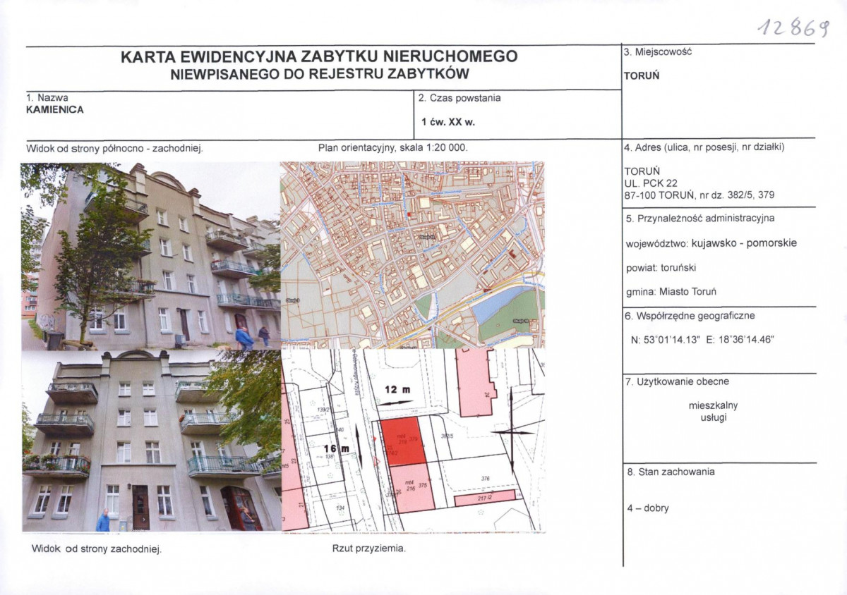 KEZN - Karta obiektu niewpisanego do rejestru, skan nr 1