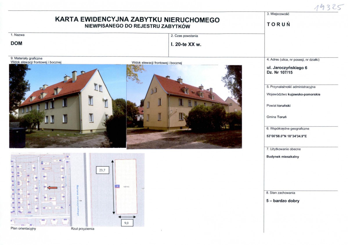 KEZN - Karta obiektu niewpisanego do rejestru, skan nr 1