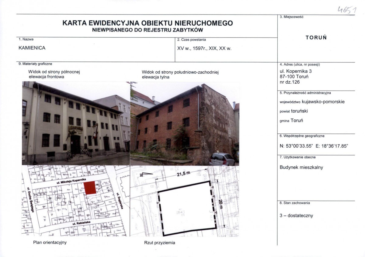 KEZN - Karta obiektu niewpisanego do rejestru, skan nr 1