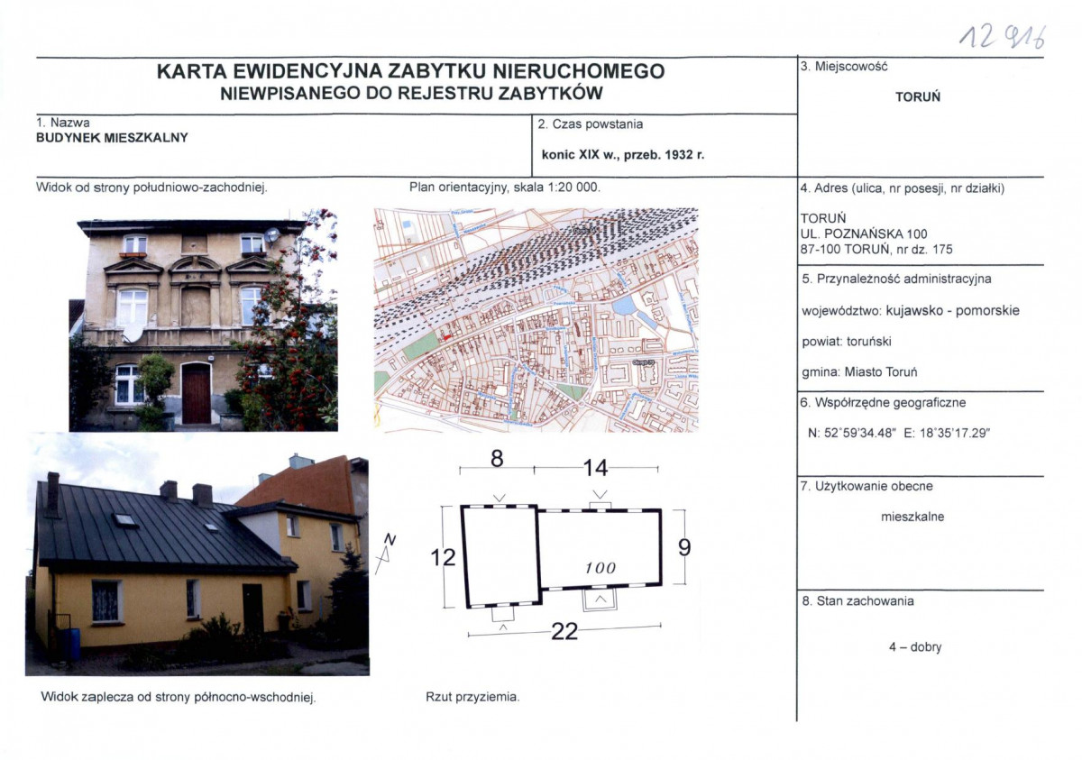 KEZN - Karta obiektu niewpisanego do rejestru, skan nr 1