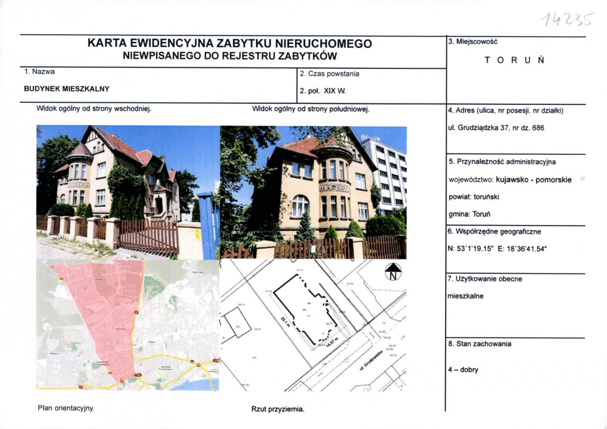KEZN - Karta obiektu niewpisanego do rejestru, skan nr 1