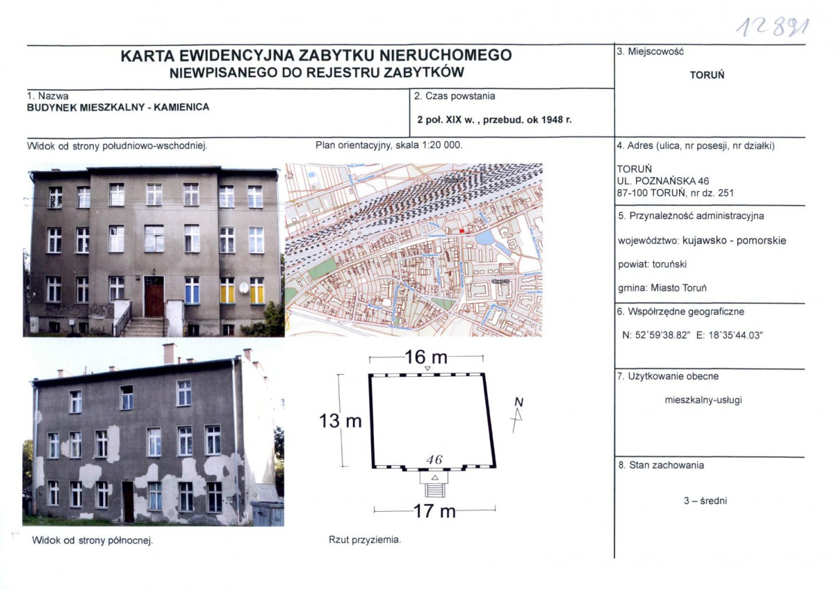 KEZN - Karta obiektu niewpisanego do rejestru, skan nr 1