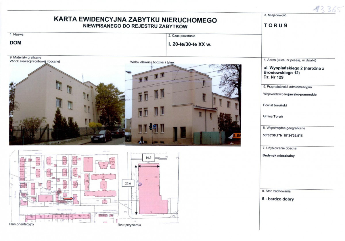 KEZN - Karta obiektu niewpisanego do rejestru, skan nr 1