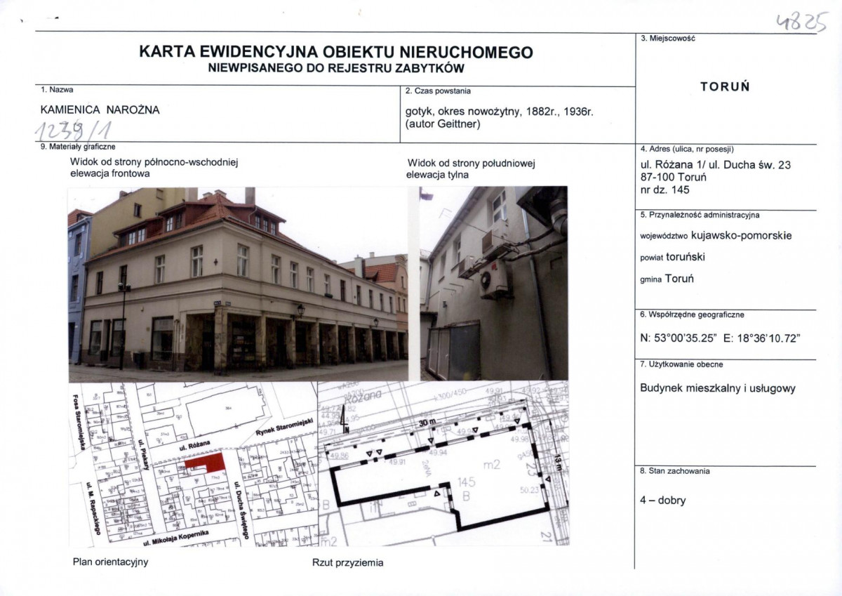 KEZN - Karta obiektu niewpisanego do rejestru, skan nr 1