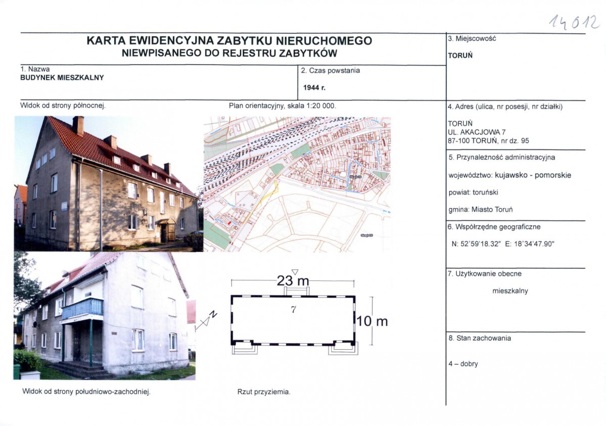 KEZN - Karta obiektu niewpisanego do rejestru, skan nr 1