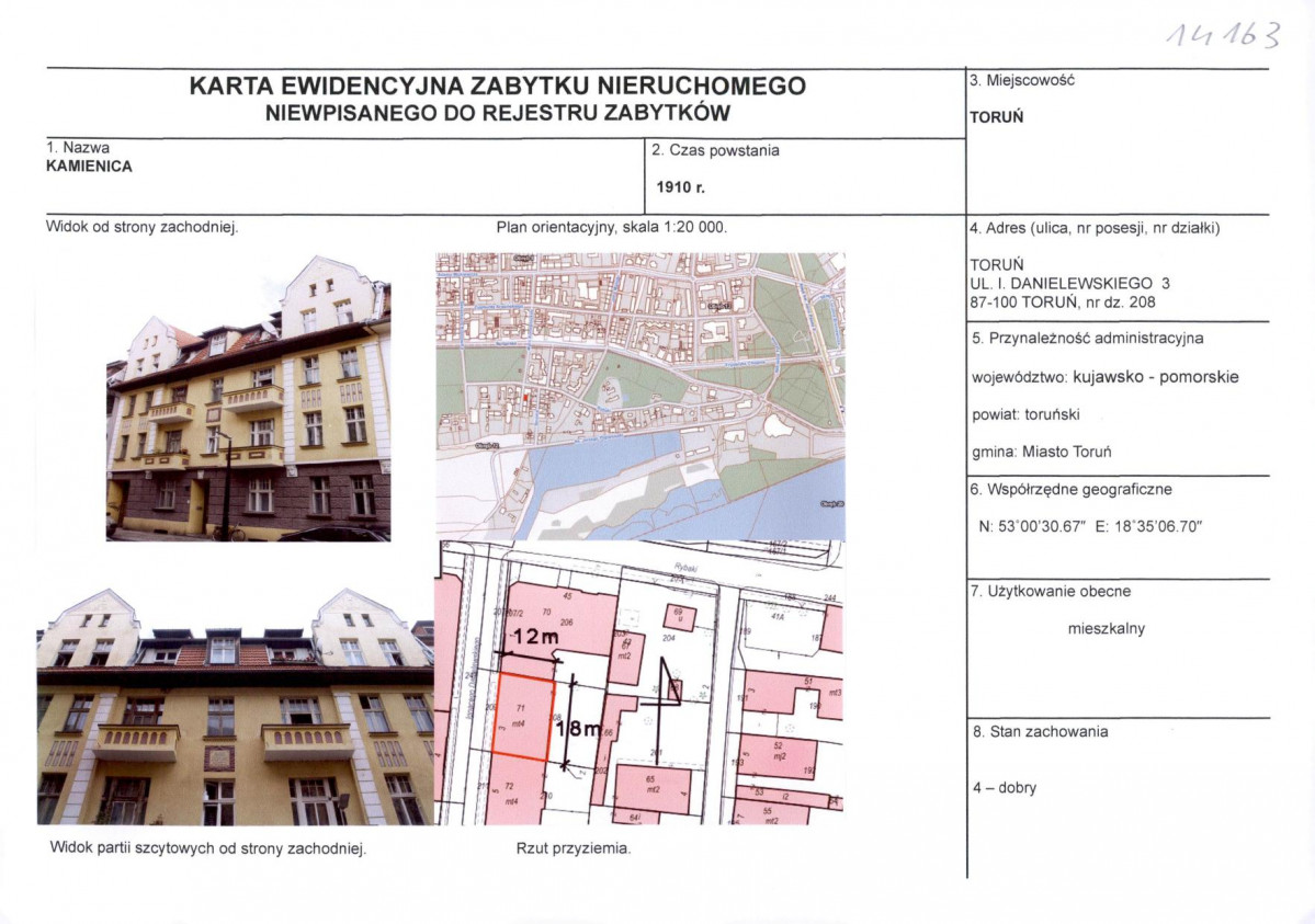KEZN - Karta obiektu niewpisanego do rejestru, skan nr 1