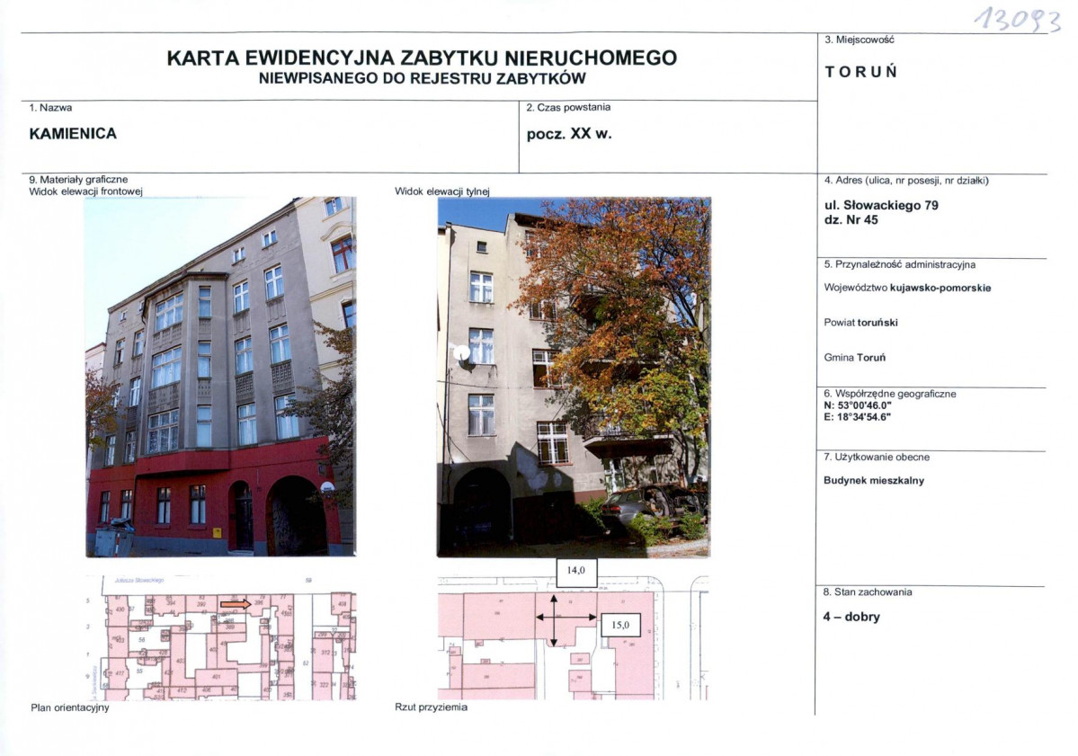 KEZN - Karta obiektu niewpisanego do rejestru, skan nr 1