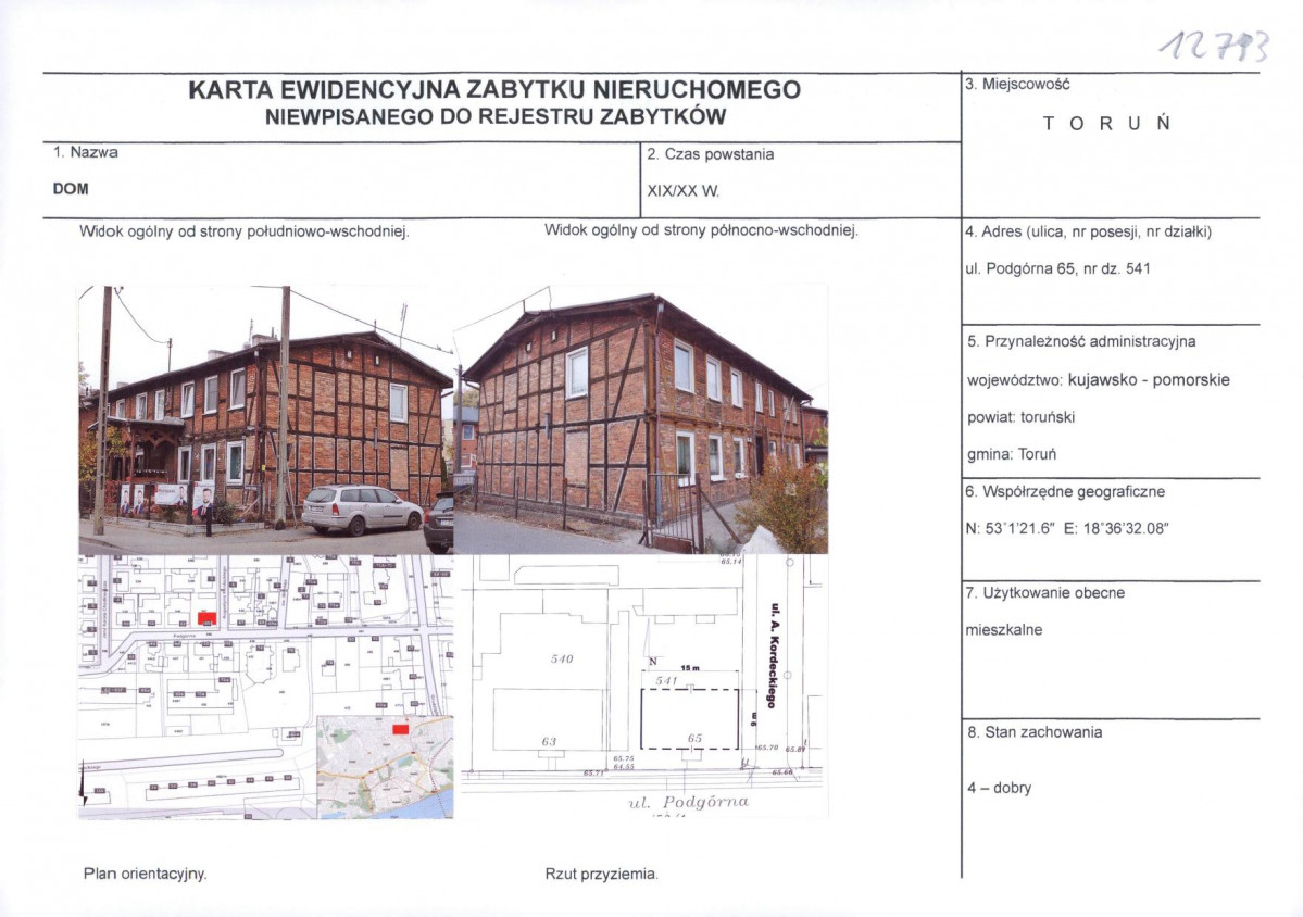 KEZN - Karta obiektu niewpisanego do rejestru, skan nr 1